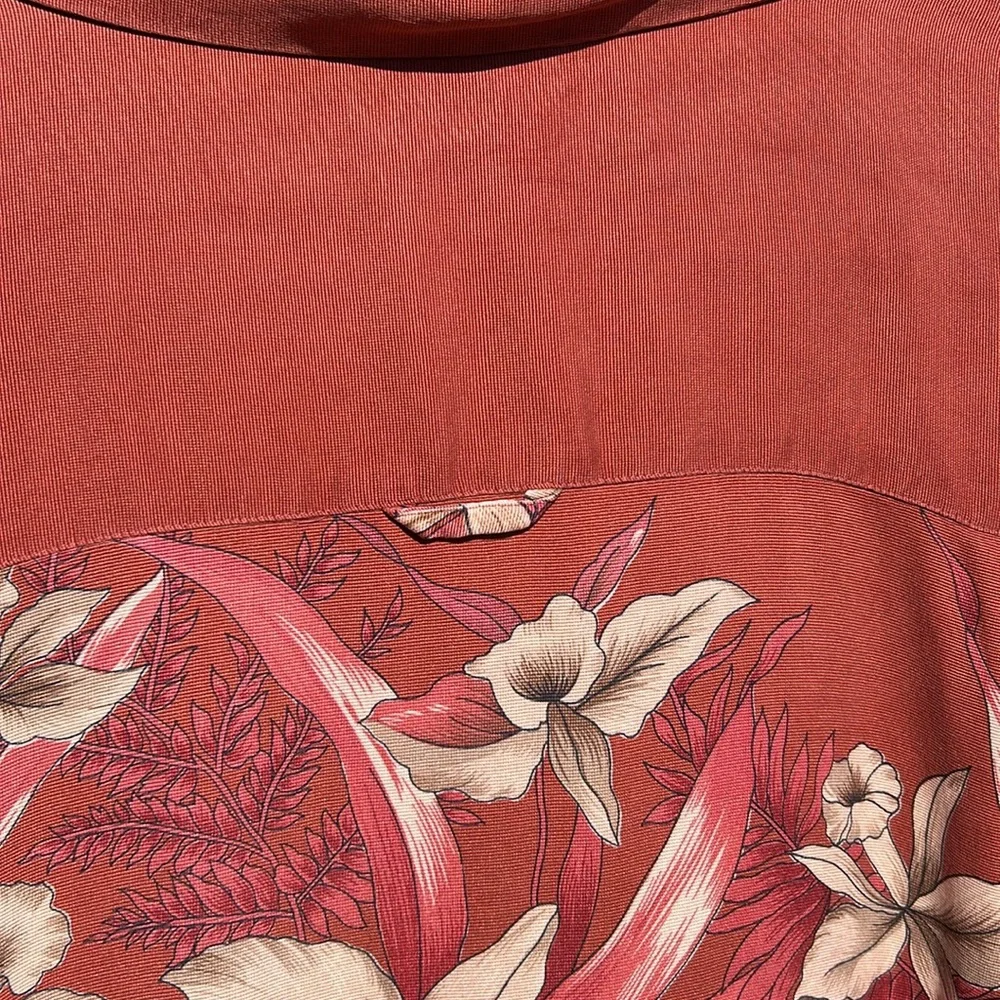 Preswick & Moore Vintage 90s Silk Hawaiian Shirt XL Earth Rust Floral Button Up - Picture 7 of 8